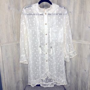 POL Hooded Lace Sheer Cover Up